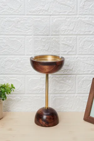 Al Fresco Pillar Candle Holder With Wooden Base