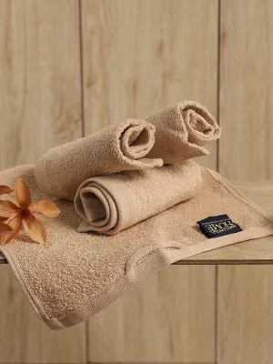 Beige Cotton Solid 600 GSM Face Towel (Pack of 4)