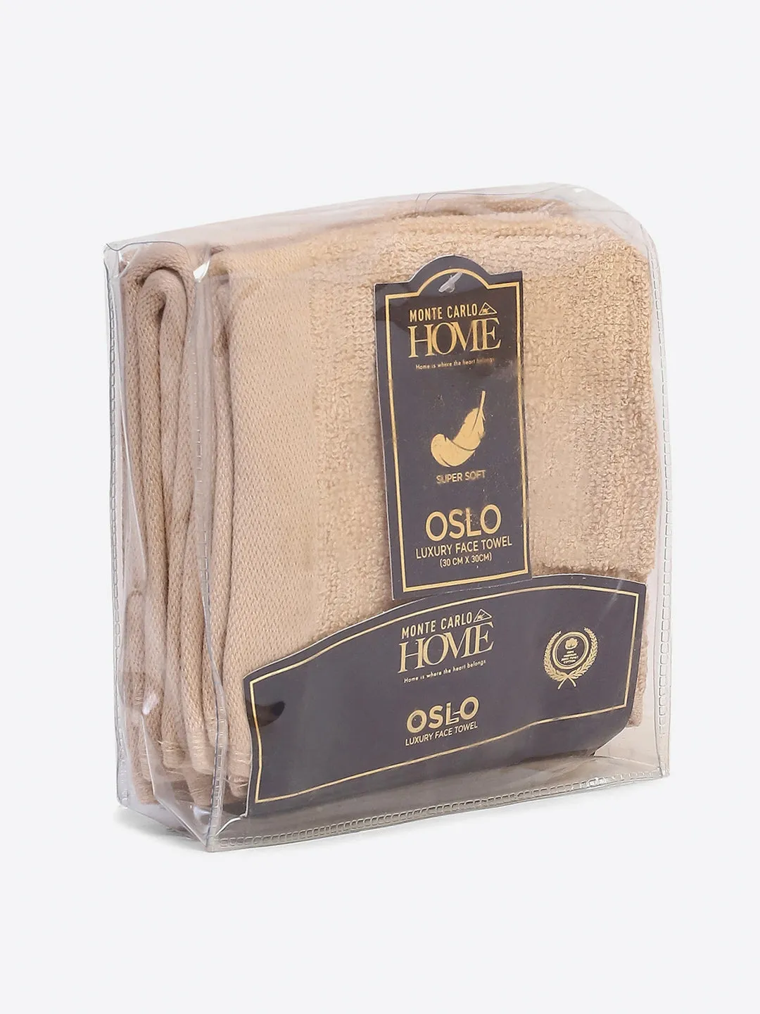 Beige Cotton Solid 600 GSM Face Towel (Pack of 4)