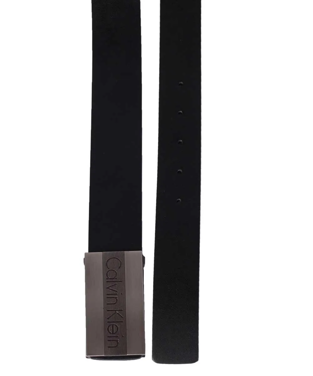 Calvin Klein Homme lines Buckle Black Leather Belt