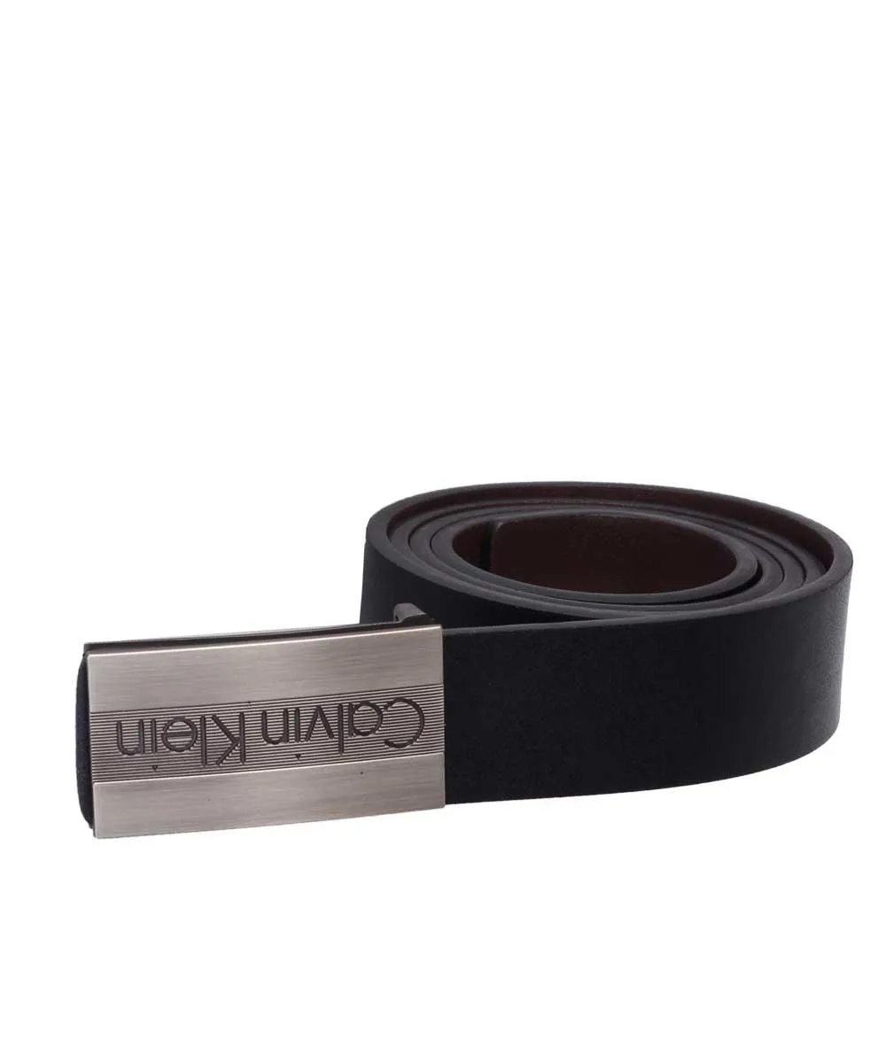 Calvin Klein Homme lines Buckle Black Leather Belt