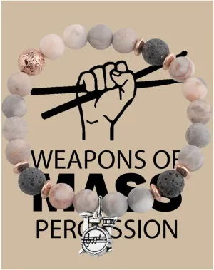 CENWA Drummer Gift Drum Kit Charm Pink Zebra Jasper Bracelet With Card Musician Gift Weapon Of Mass Percussion Jewelry