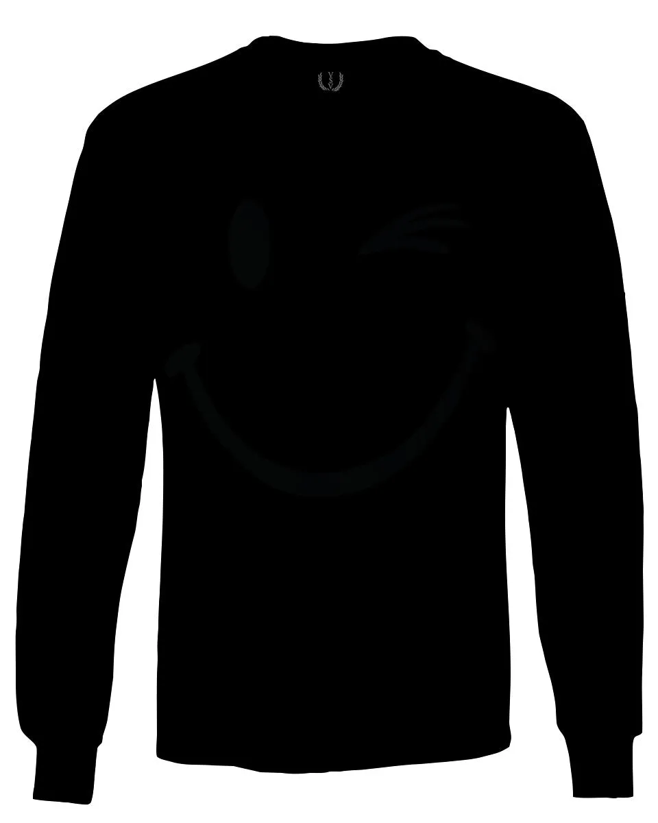 Cute Graphic Happy Funny Blink Smile Smiling face Positive mens Long sleeve t shirt