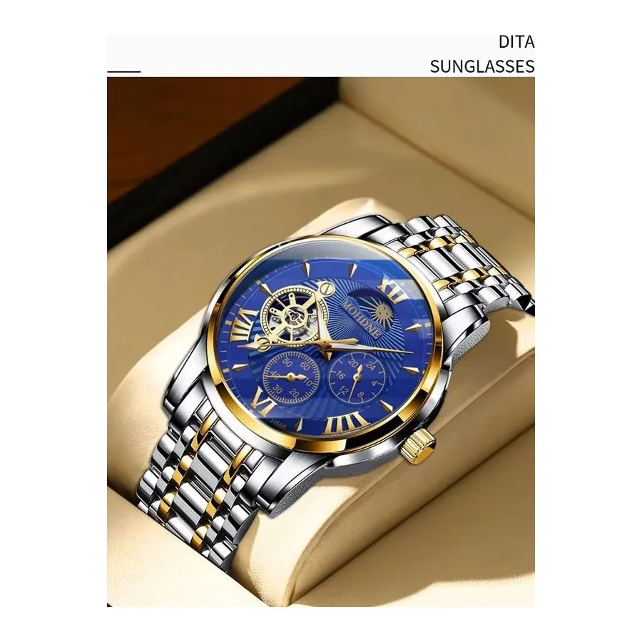 Elegant Quartz Crystal Glass Leather Strap Watch