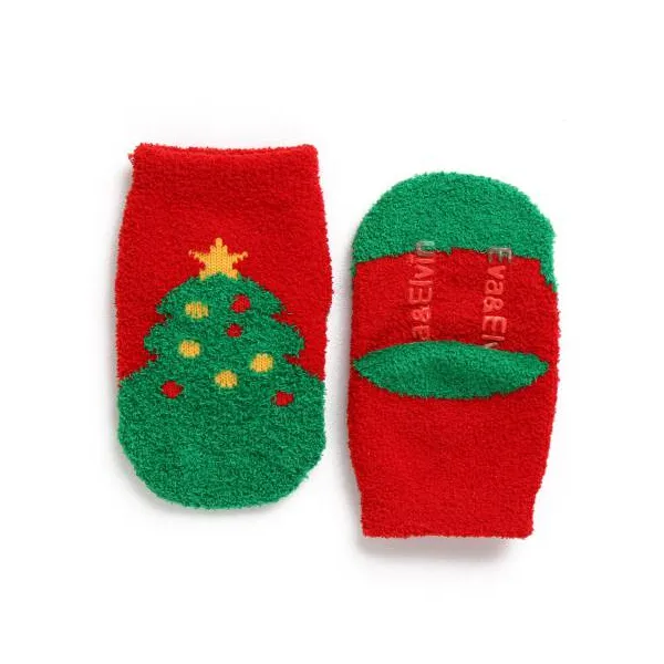 Fuzzy Fur Christmas Tree Socks