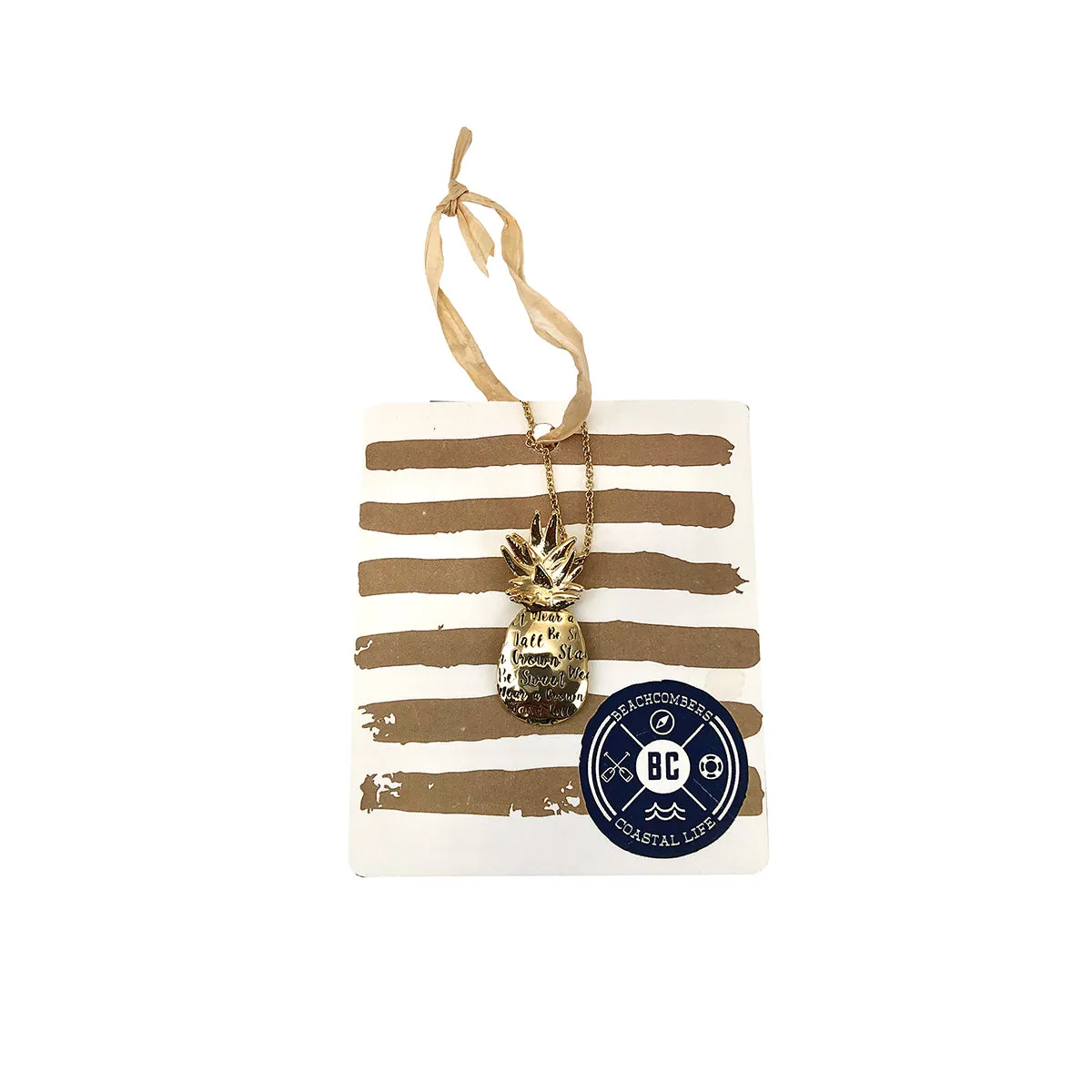 Gold Colored Pineapple Pendant Necklace