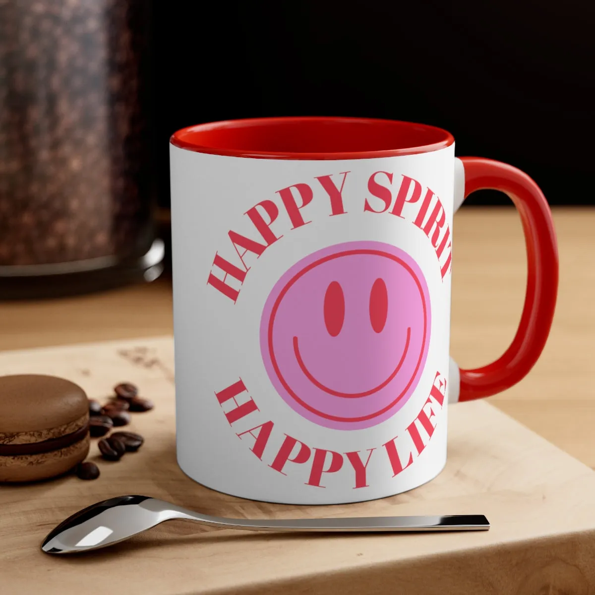 Happy Spirit Happy Life Aesthetic Mug, Smiley Face Mug, Trendy Coffee Mug, Tumblr Mug, Aesthetic Happy Life Gift, Aesthetic Happy Life Mug