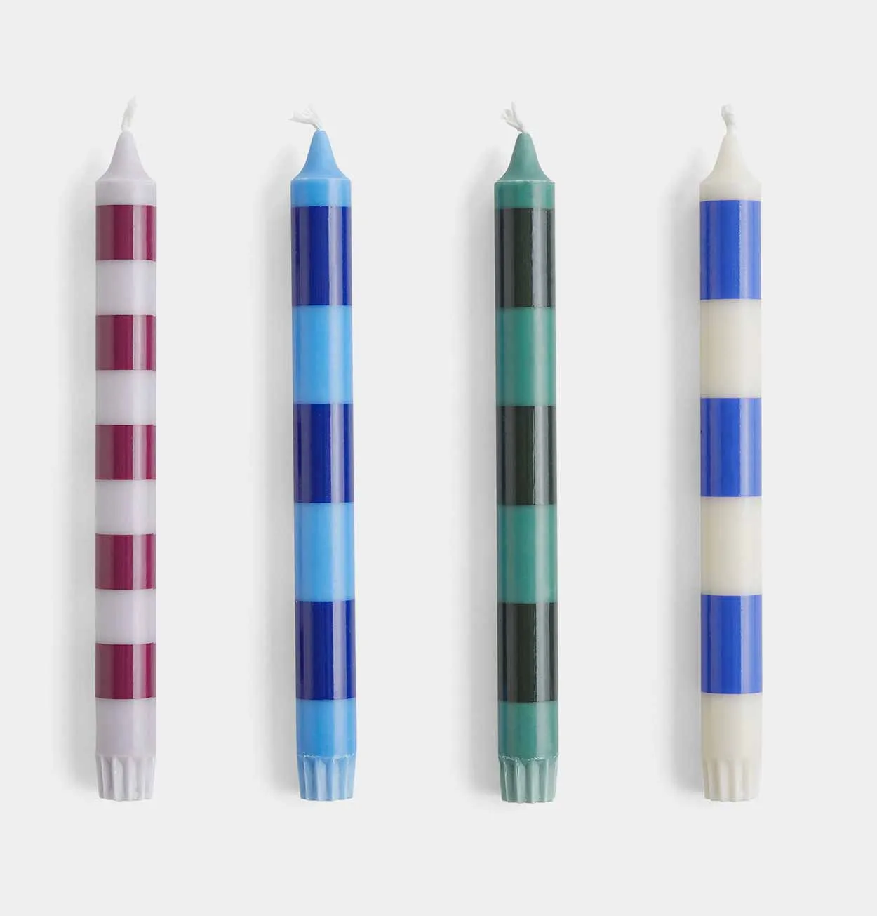 HAY Stripe Candle – Blues – Set of 4