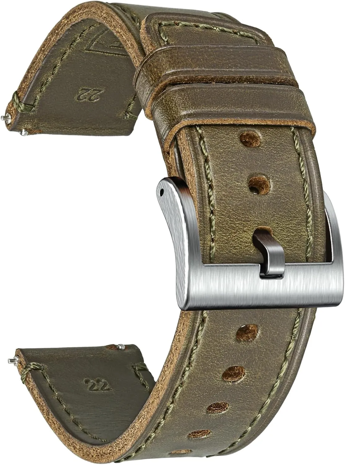 hemsut h Leather Watch Bands for Men, Horween Quick Release Leather Watch Strap Vintage Watch Replacement Wrap of 18mm, 20mm, 22mm
