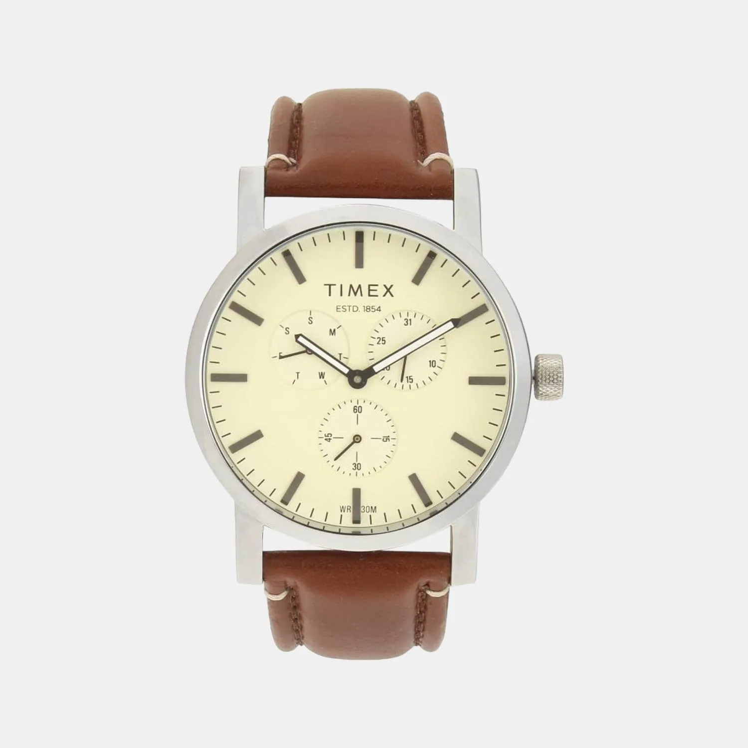 Men Beige Analog Leather Watch TWEG16608