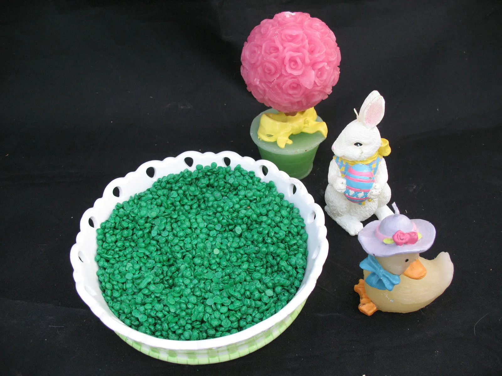 NEW AVON EASTER SPRING GARDEN CANDLE Ceramic Dish Holder SET CANDLES Bunny Rabbit Duck Pink Rose Flower