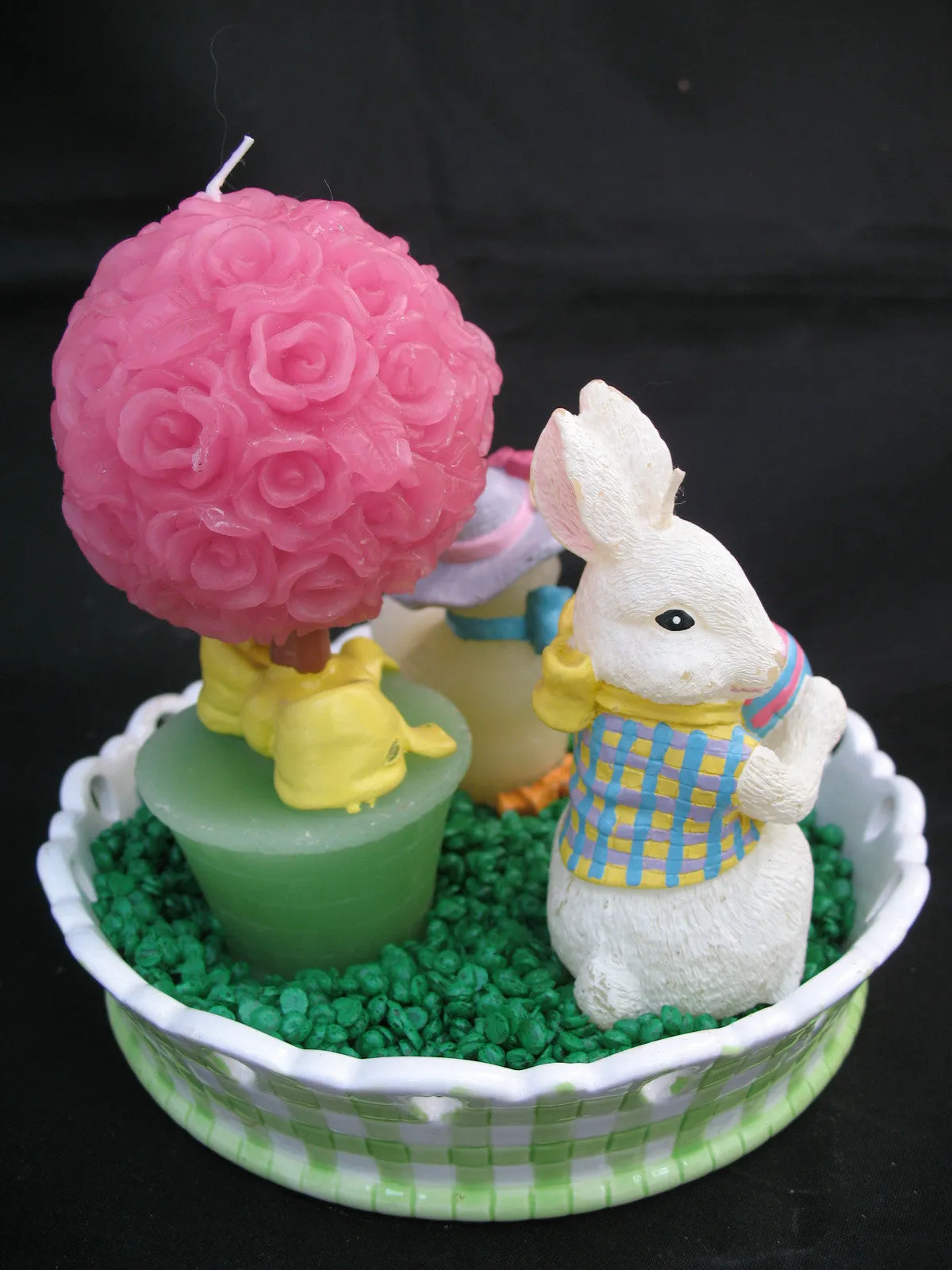 NEW AVON EASTER SPRING GARDEN CANDLE Ceramic Dish Holder SET CANDLES Bunny Rabbit Duck Pink Rose Flower