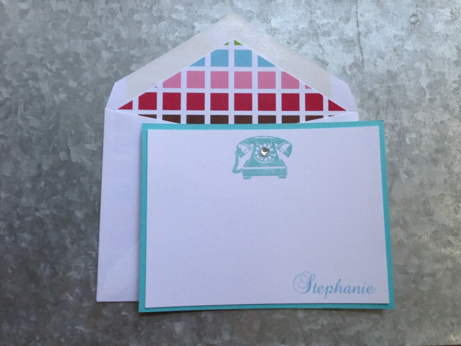 Note Cards, Personalized Note cards, Vintage Telephone, , Set of 8