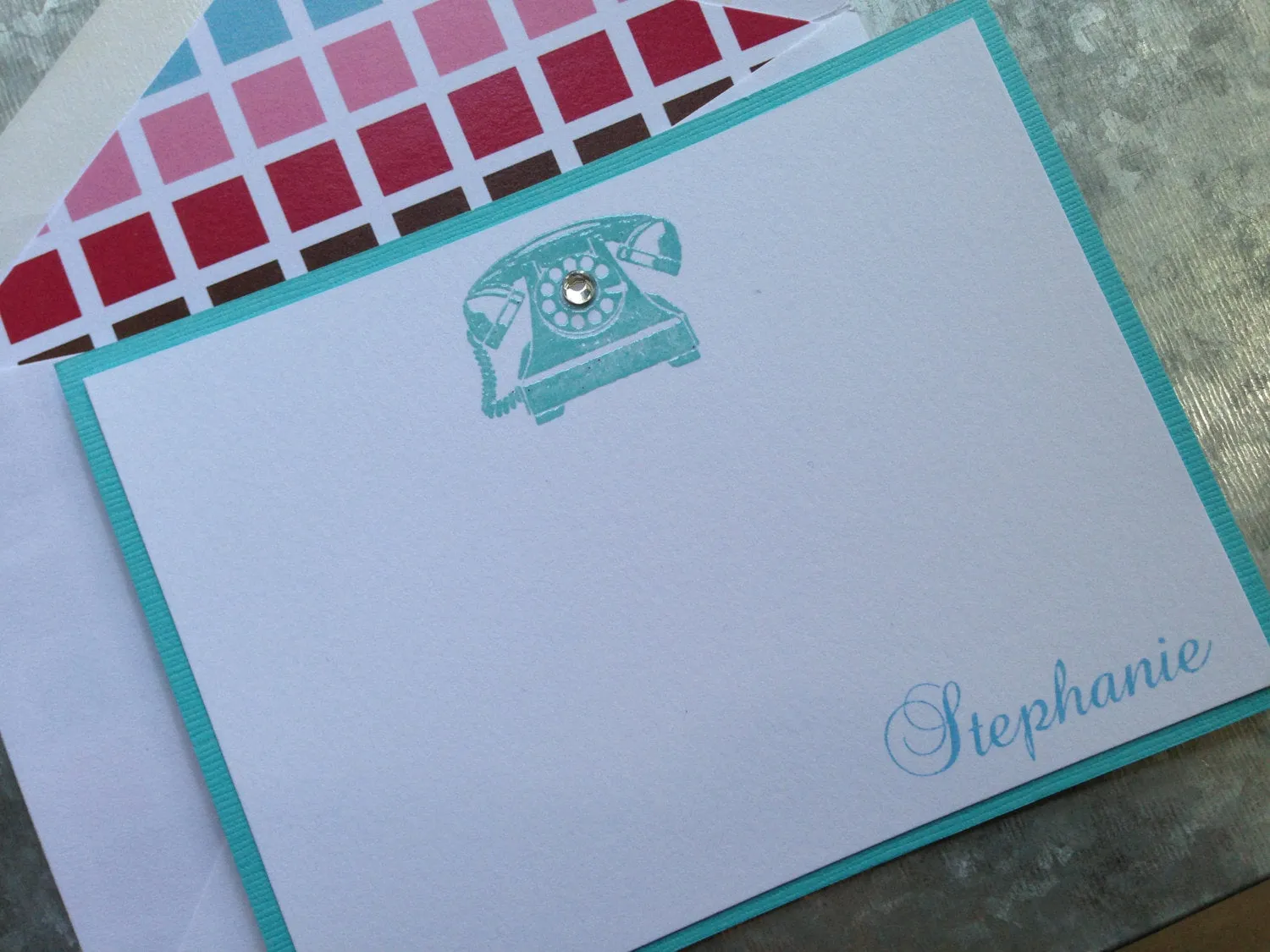 Note Cards, Personalized Note cards, Vintage Telephone, , Set of 8