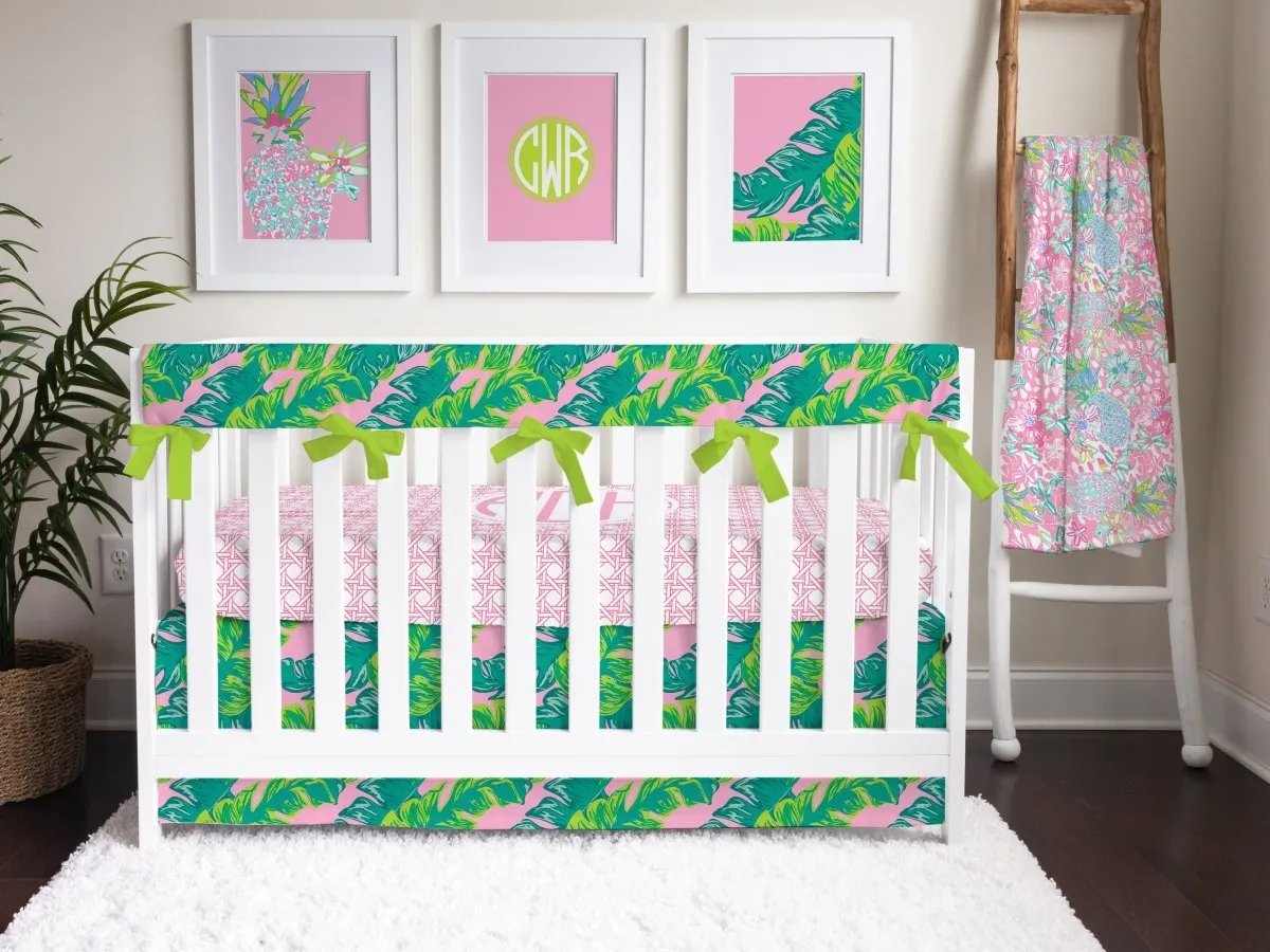 Preppy Summer Palm Crib Bedding Set