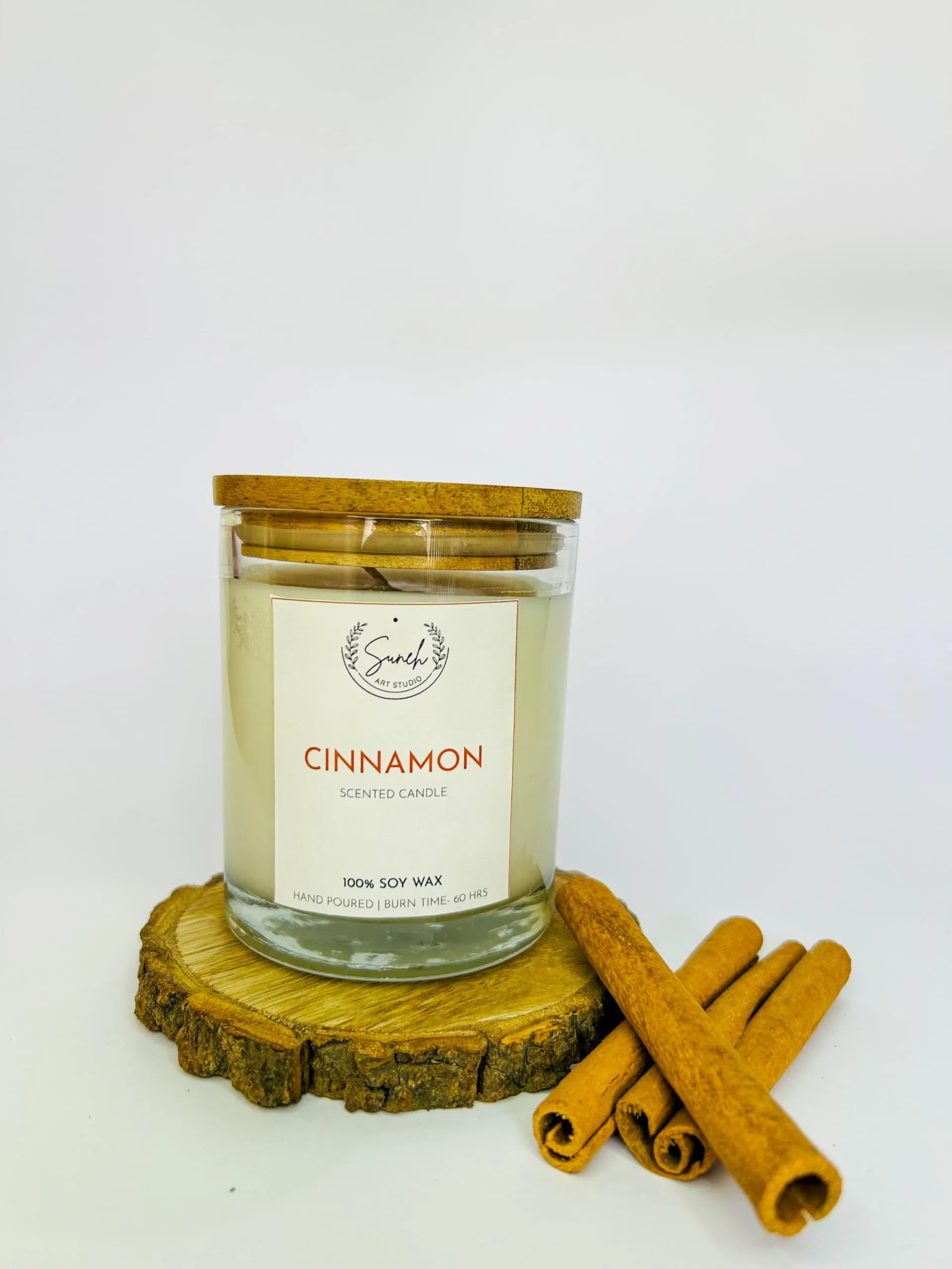 Suneh Scented Soy Wax Candle, 450 gm, 50-60 Hrs | Luxury Aroma Therapy Votive Jar Candles Big Size | Scented Candles for Home Decor Gift Set | Fragrance Cinnamon (Pack of 2)-Bazar