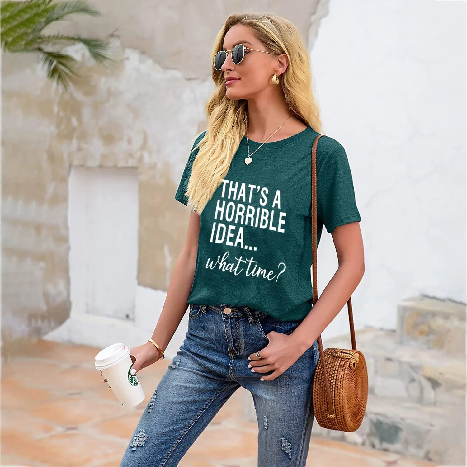 Thats A Horrible Idea What Time T Shirt Womens Cute Funny Saying Letter Print Party Shirt Graphic Tee Tops