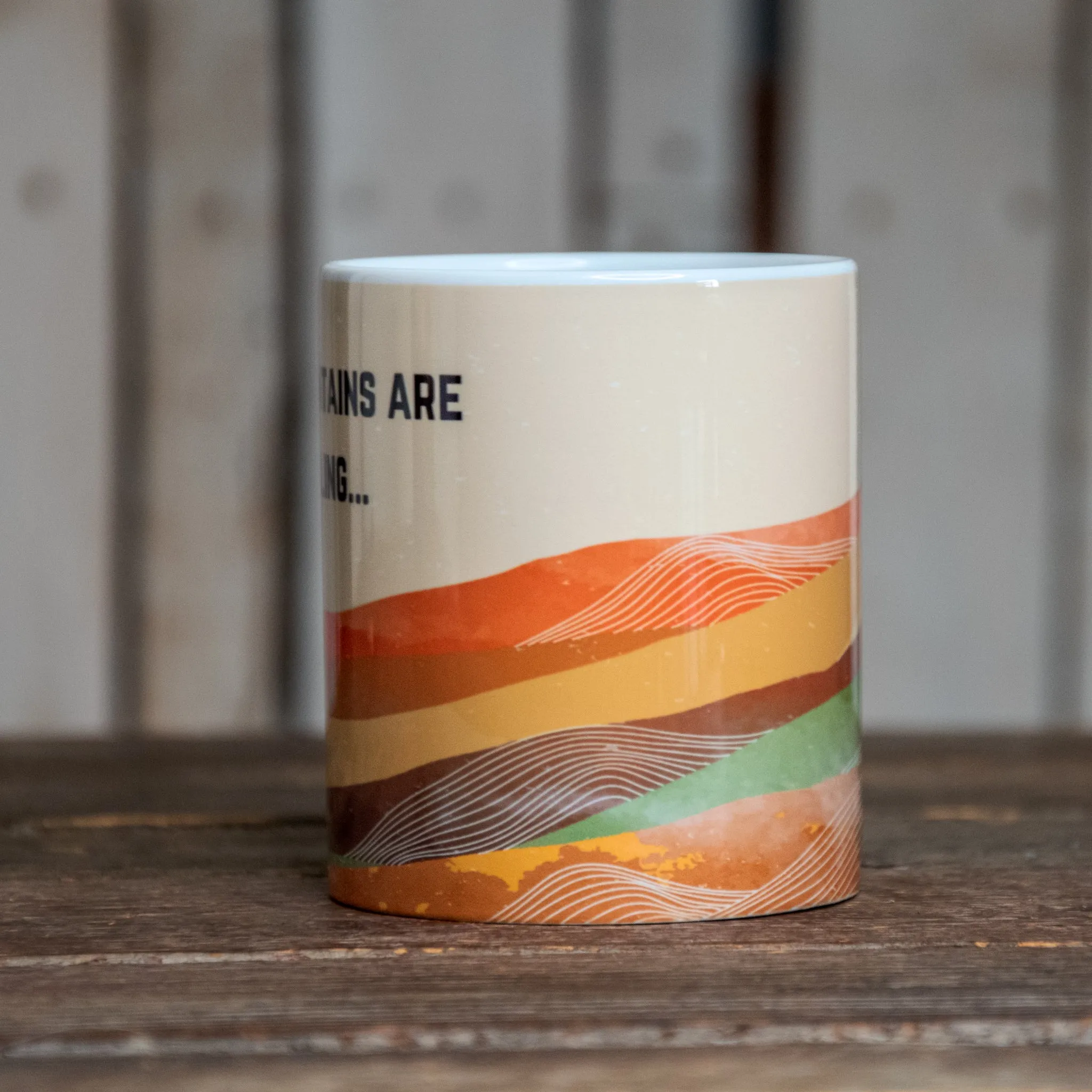 The In Blue Mug | Coffee Cup | Hand printed original artwork mugs | The Mountains are Calling...