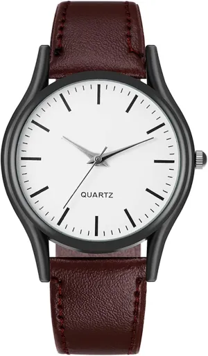 Unisex Lovers Fashion Business Design Hand Watch Leather Watch Vintage Small Face Round Watches for Women Men