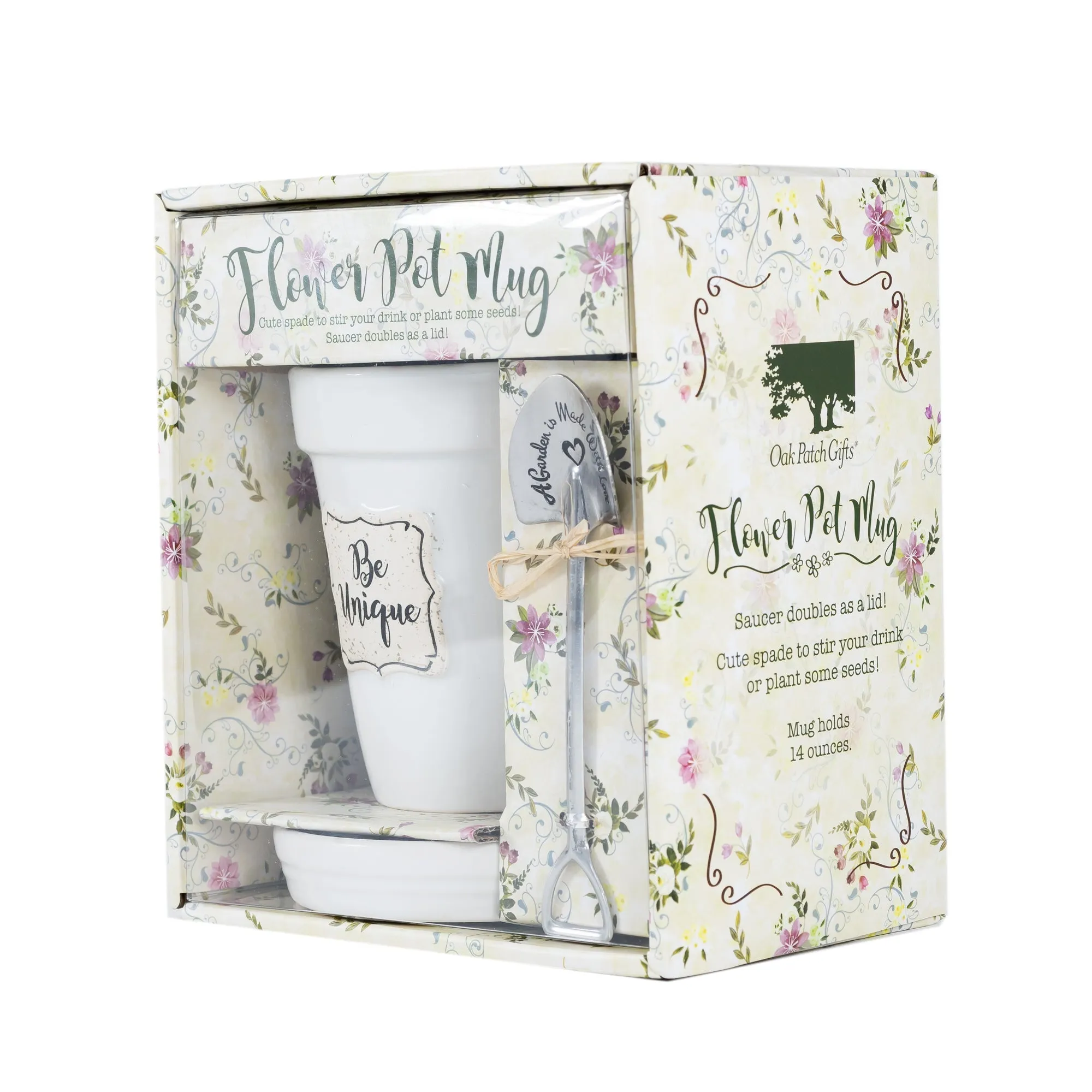 White Flower Pot Mug - “Be Unique”