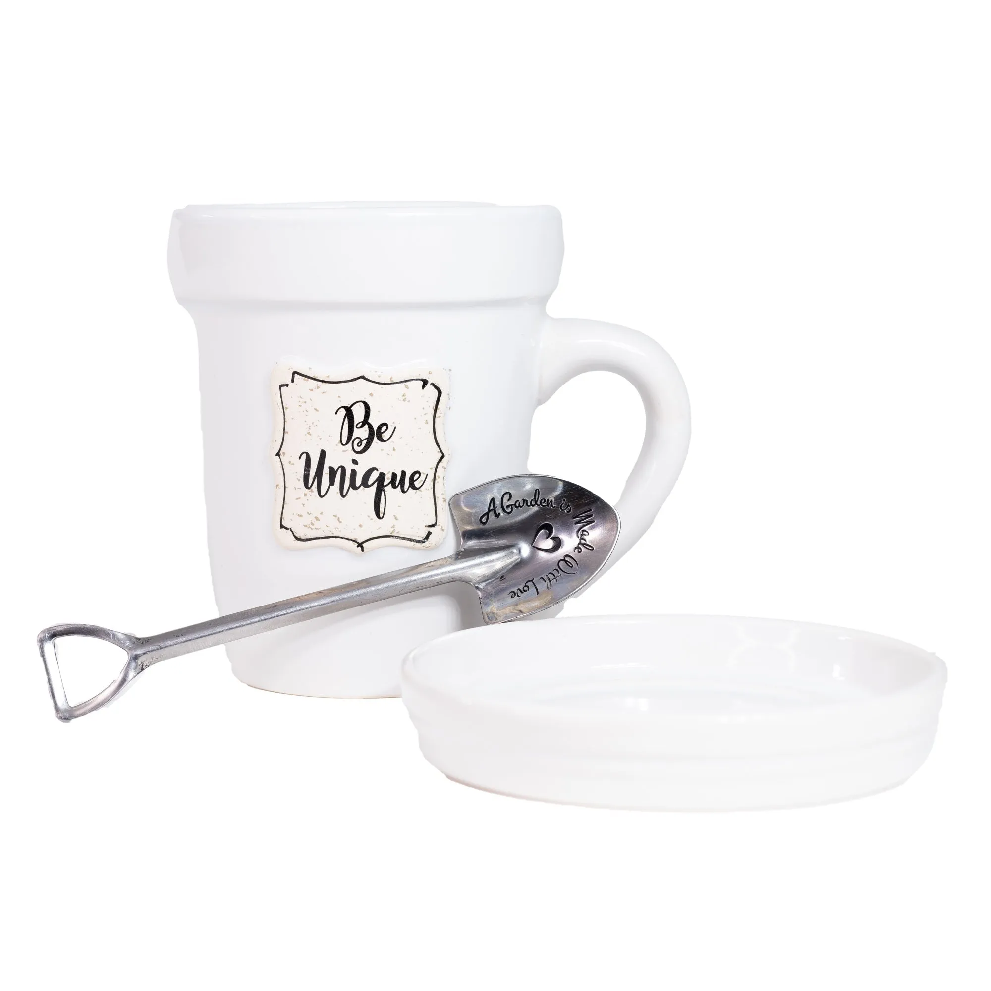 White Flower Pot Mug - “Be Unique”